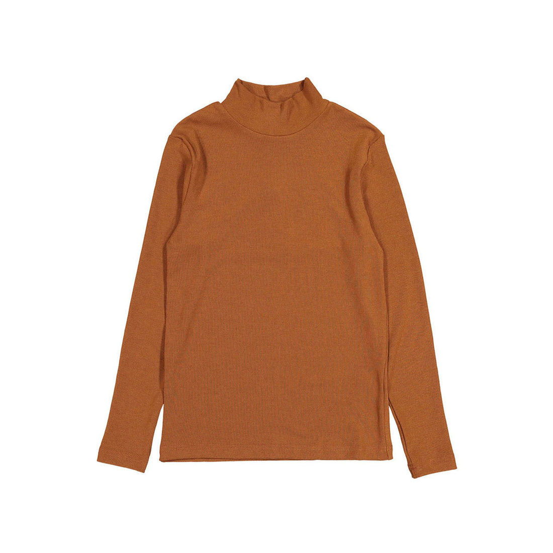 Ava and Lu Rust Thin Rib Cotton Turtleneck