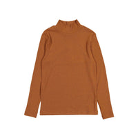 Ava and Lu Rust Thin Rib Cotton Turtleneck