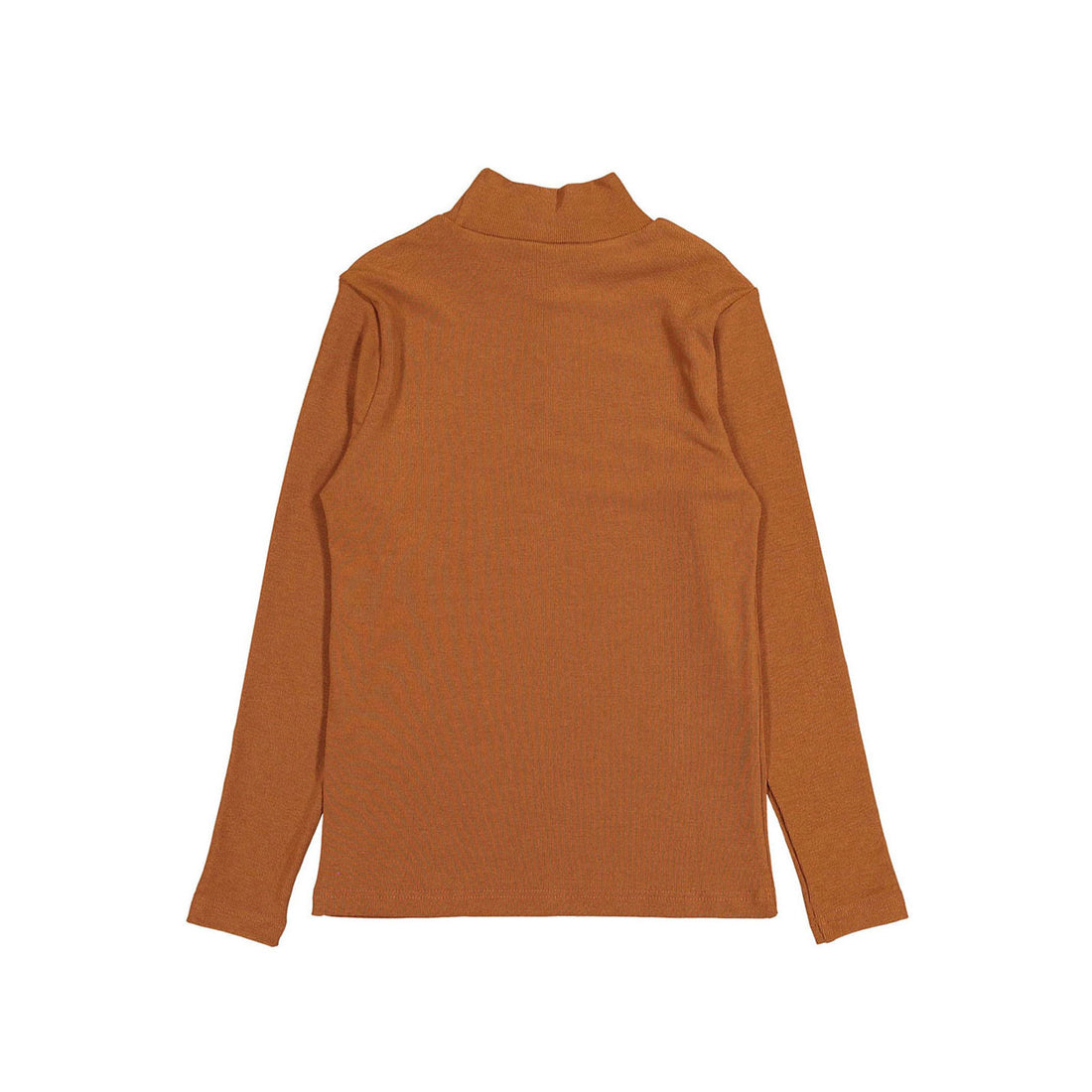 Ava and Lu Rust Thin Rib Cotton Turtleneck