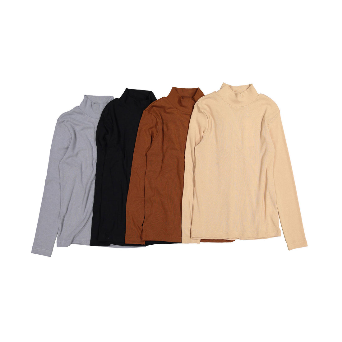 Ava and Lu Rust Thin Rib Cotton Turtleneck