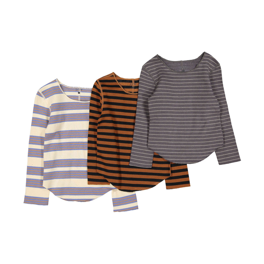 BTW Sky + Grey Stripe Tee