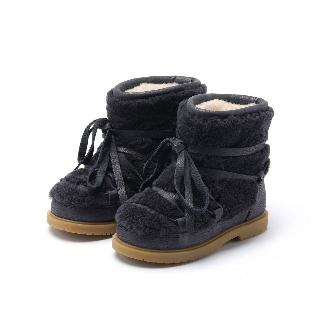Donsje Navy Curly Sheep Wool Inuka Boots