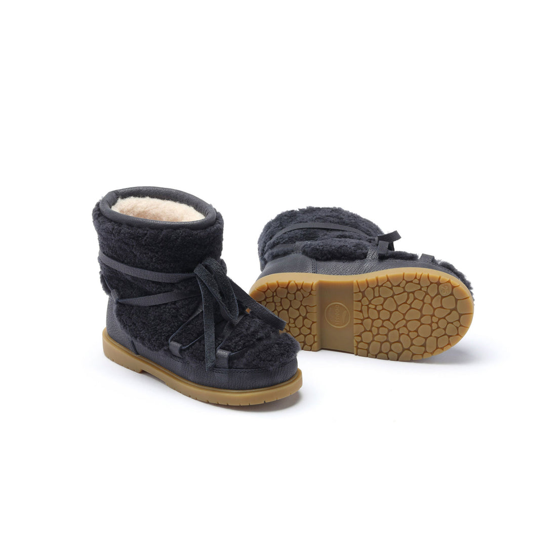 Donsje Navy Curly Sheep Wool Inuka Boots