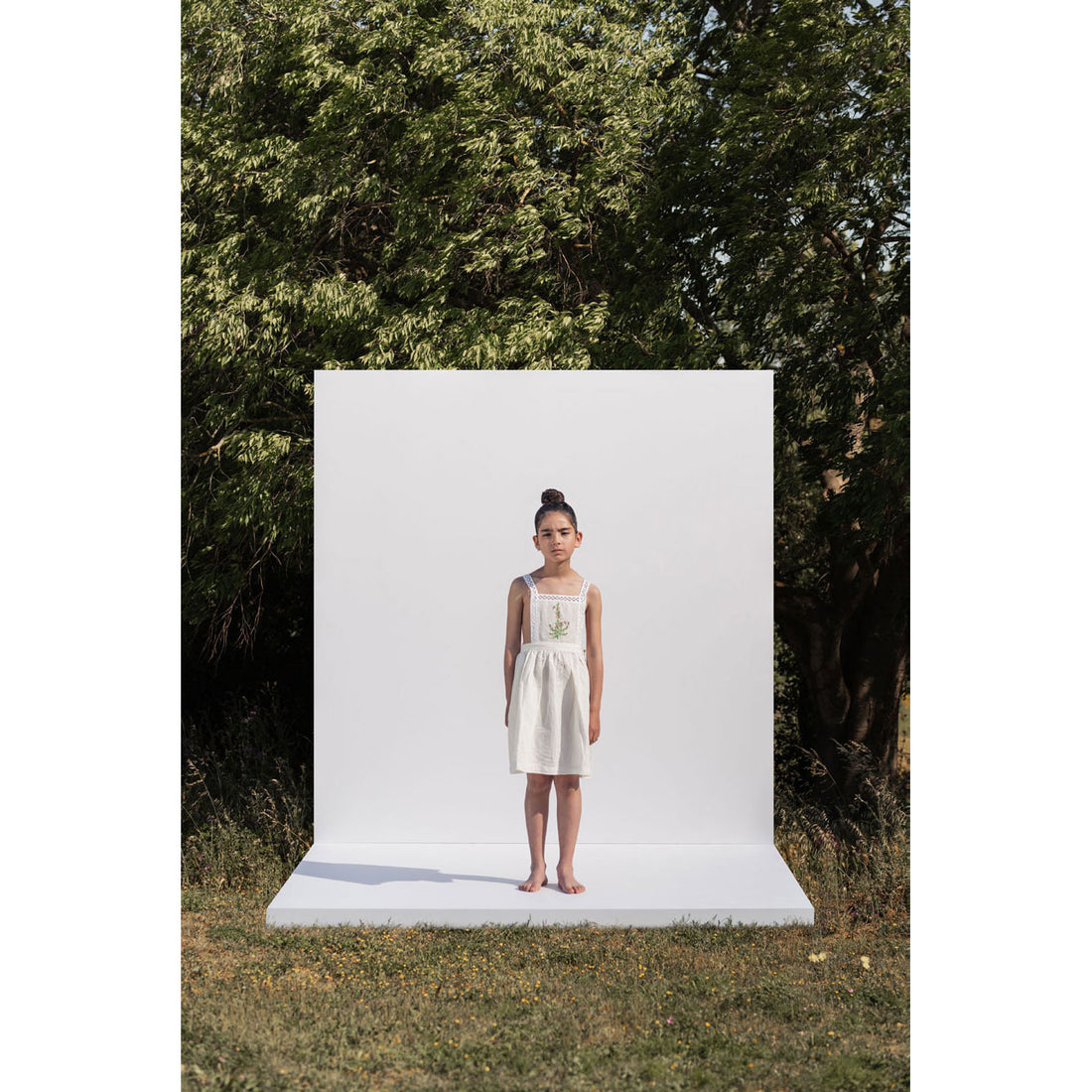 The New Society Off White Jacinther Embroidered Linen Pinafore