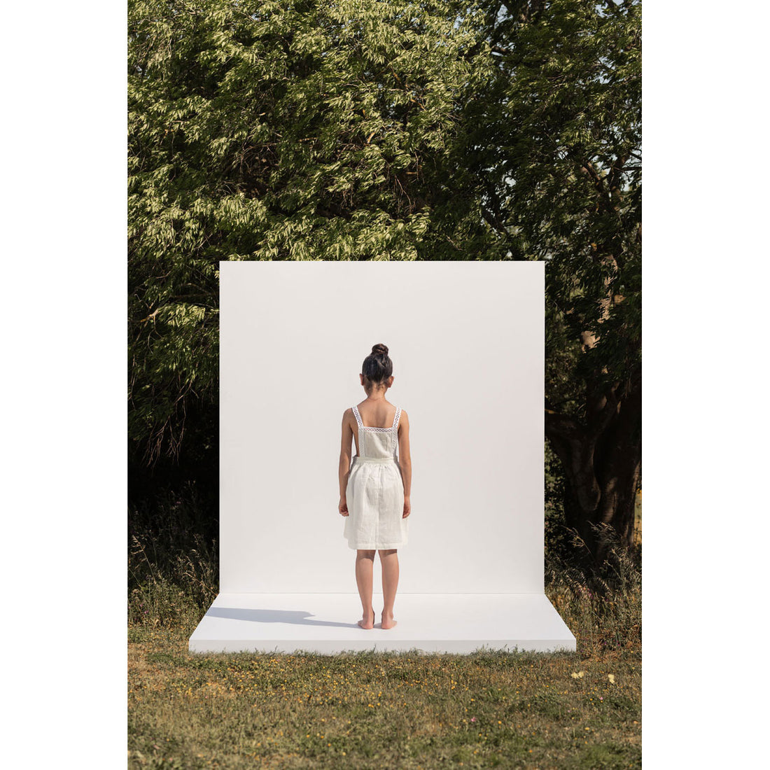 The New Society Off White Jacinther Embroidered Linen Pinafore