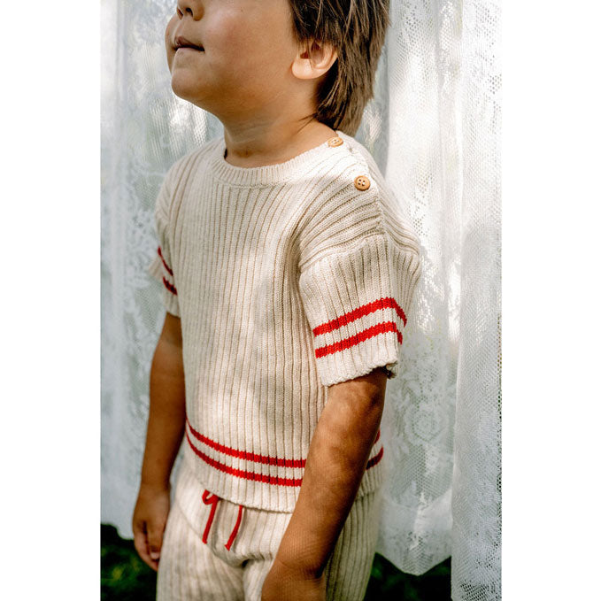 Fin and Vince Brick Red/Natural Heritage Knit Shorts