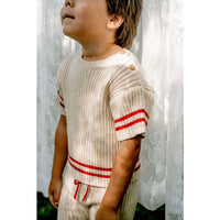 Fin and Vince Brick Red/Natural Heritage Knit Shorts