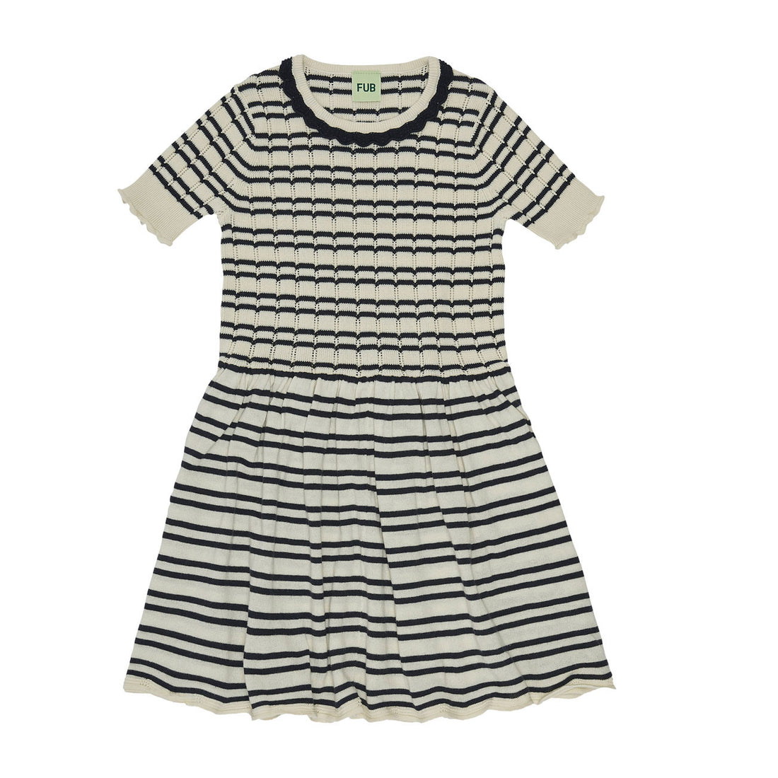 FUB Ecru/Dark Navy Pointelle Dress