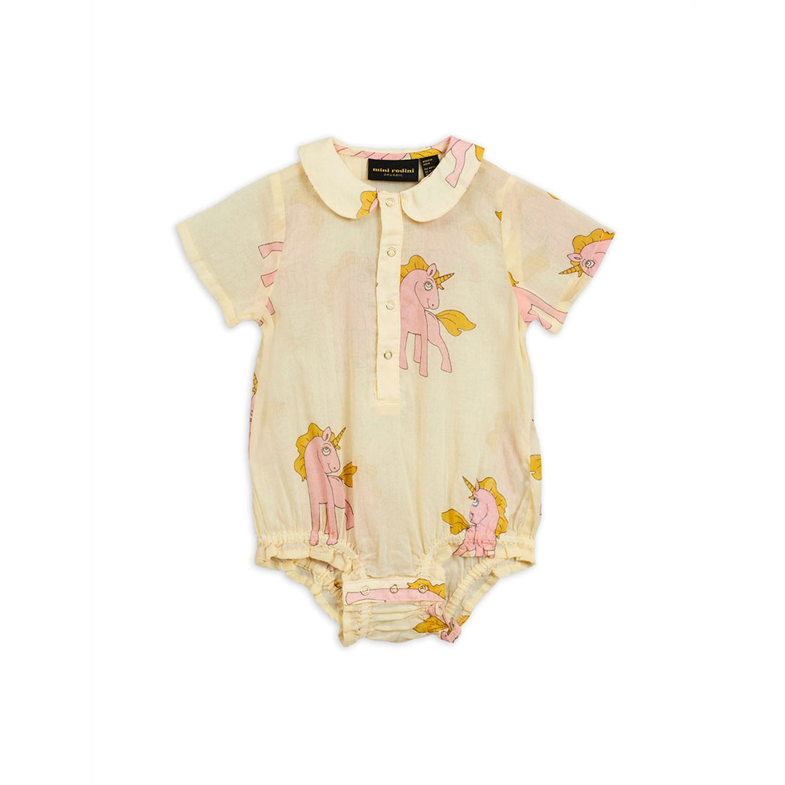 Mini Rodini Yellow Unicorns Woven Bodysuit