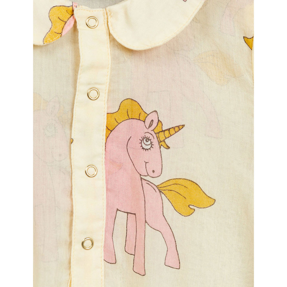 Mini Rodini Yellow Unicorns Woven Bodysuit