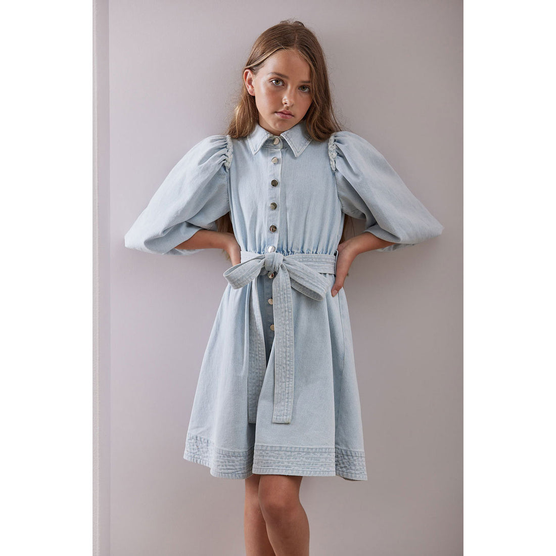 Steph Light Denim Button Dress