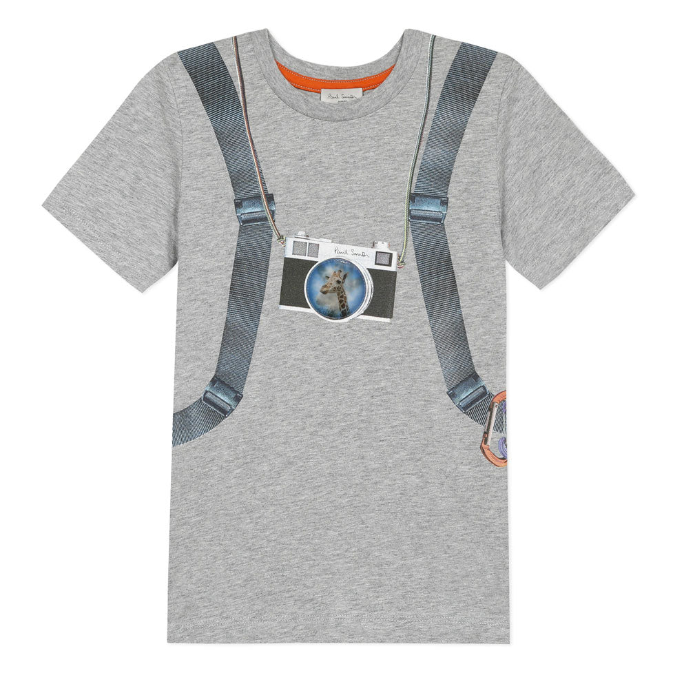 Paul Smith Junior Marl Grey Backpack Print Tee