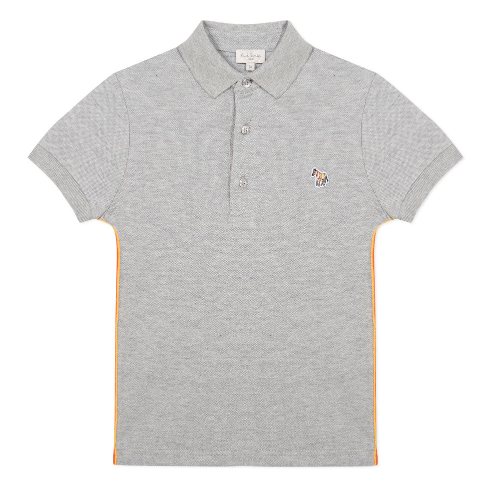 Paul Smith Junior Marl Grey Side Striped Adulo Polo