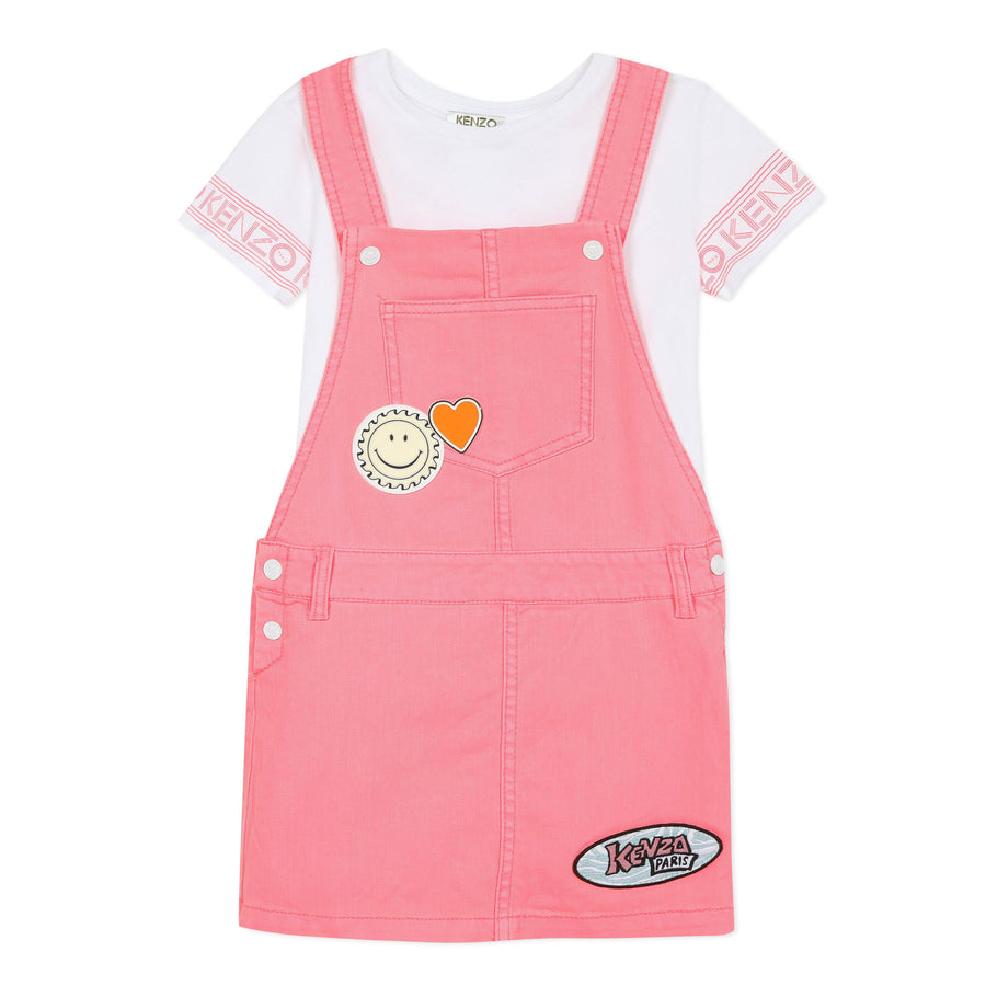 Kenzo Neon Pink Jera Dungaree Dress