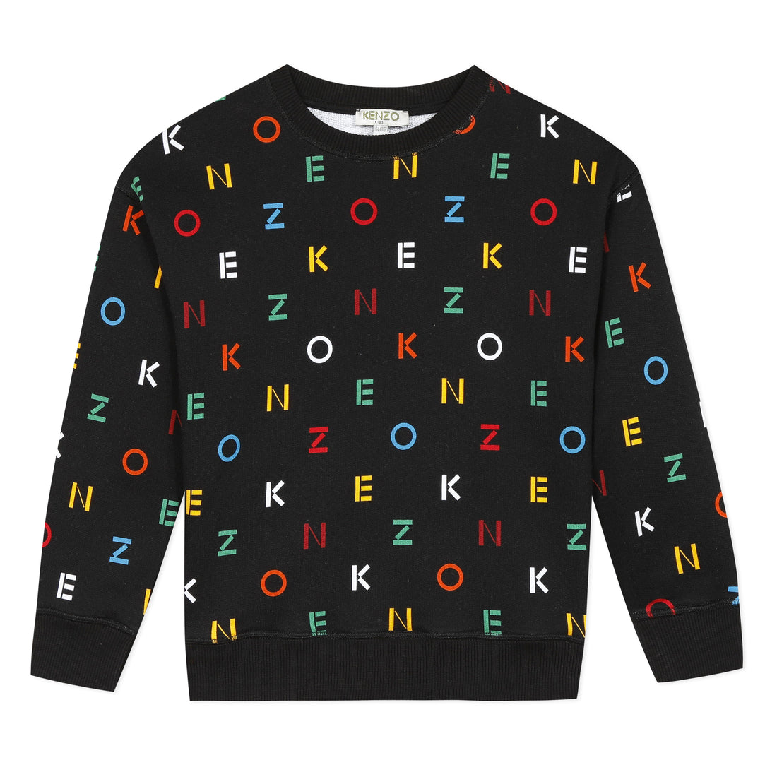 Kenzo Black Allover Colorful Logo Sweatshirt