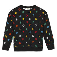 Kenzo Black Allover Colorful Logo Sweatshirt