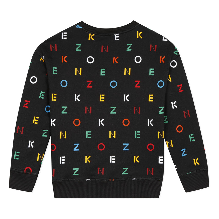 Kenzo Black Allover Colorful Logo Sweatshirt