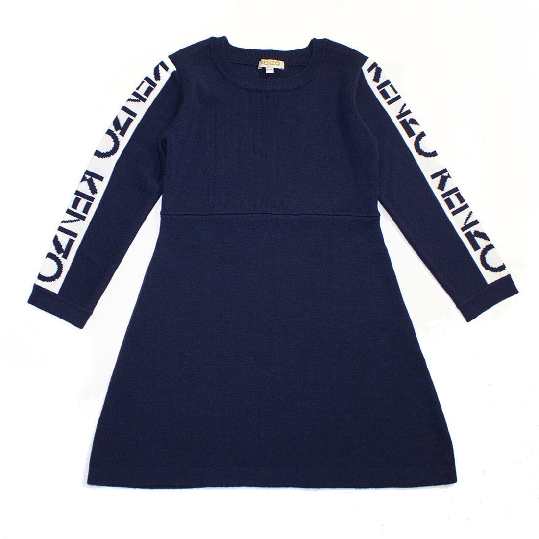 Kenzo Navy A-line Logo Sleeve Dress