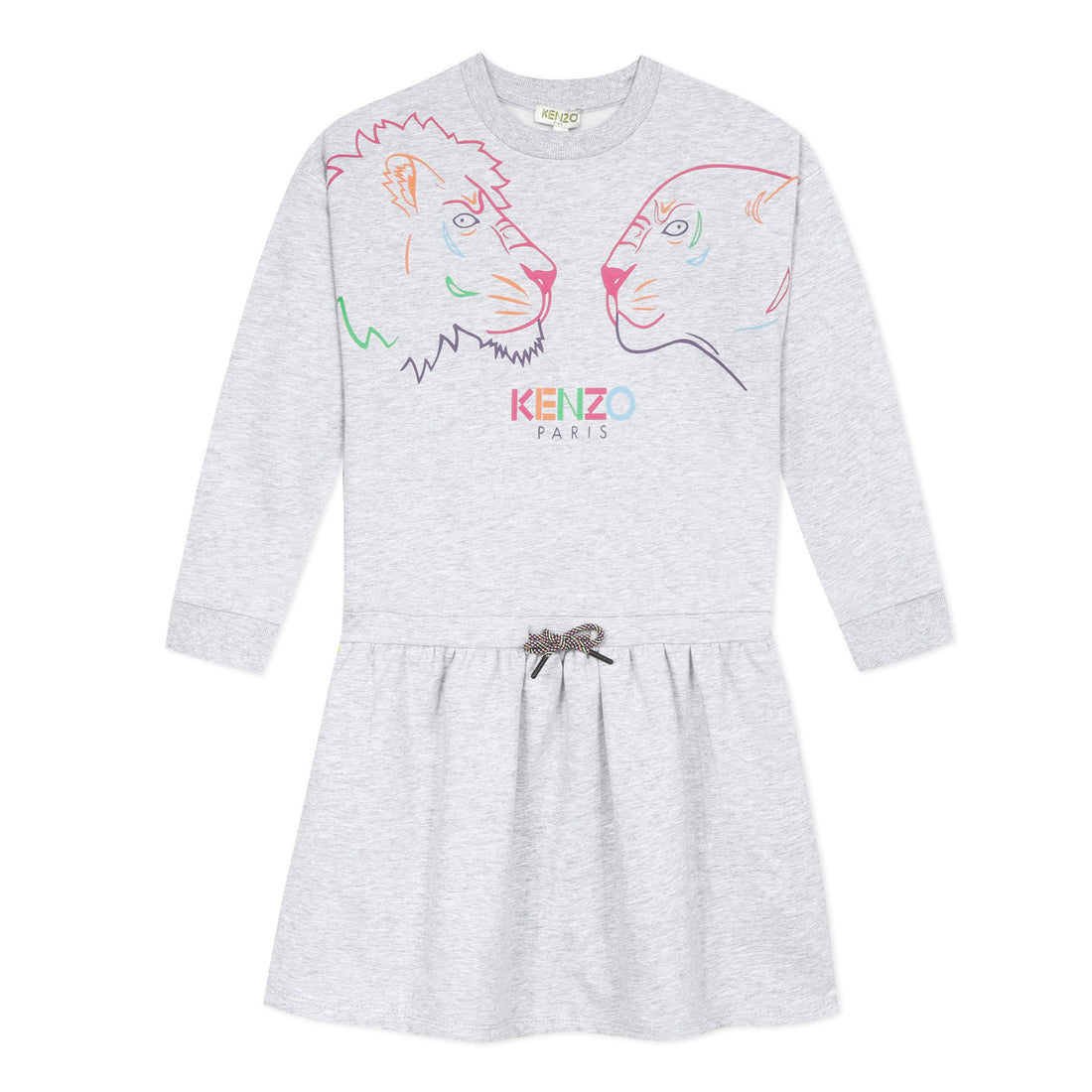Kenzo Grey Tiger Sketch Dropwaist Dress