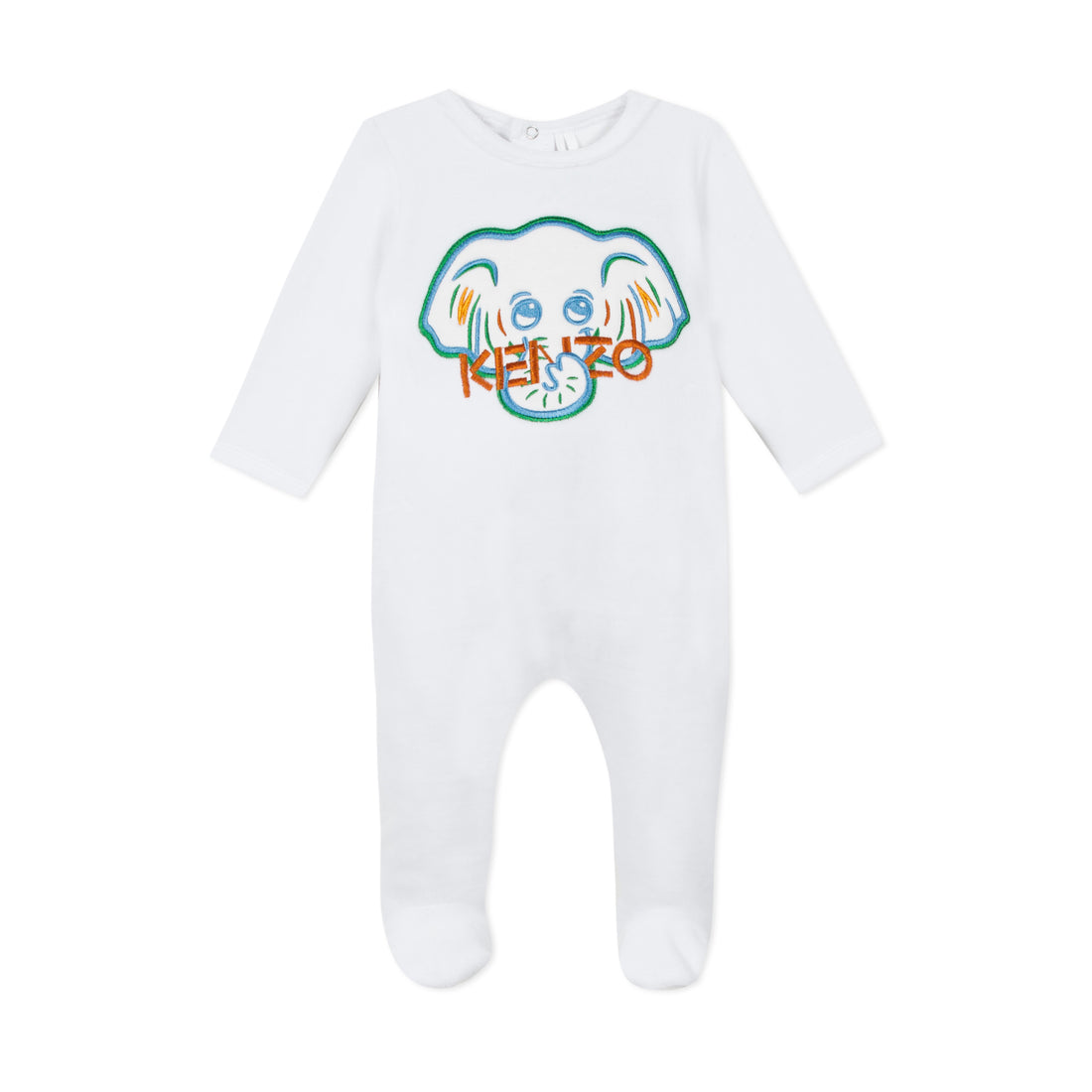 Kenzo White Baby Boy Elephant Footie