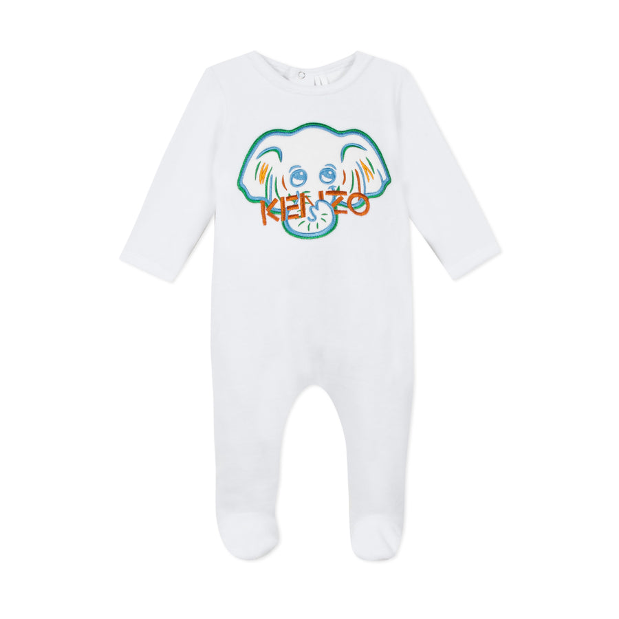 Kenzo White Baby Boy Elephant Footie
