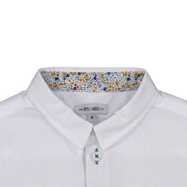 Boys and Arrows White Floral Contrast Shirt