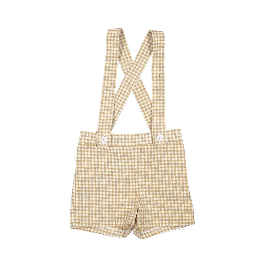 Boys and Arrows Camel Check Suspender Shorts