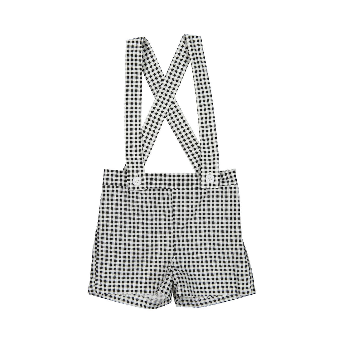 Boys and Arrows Black/White Check Suspender Shorts