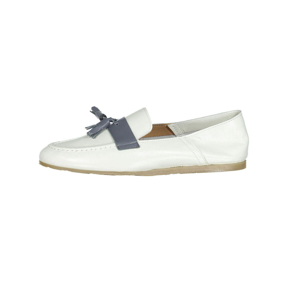LADIDA White Leather Tassel Loafers