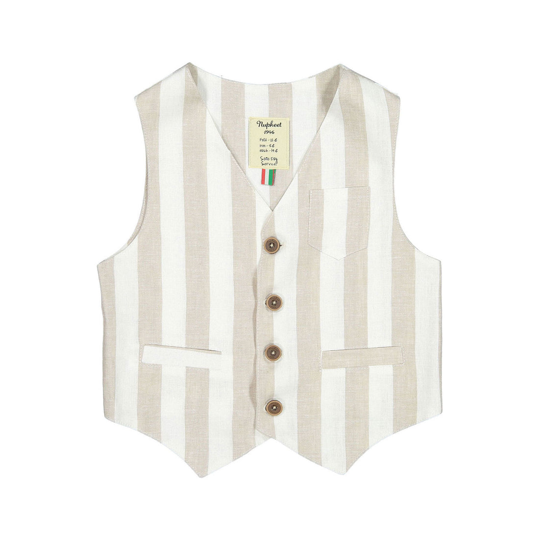 Nupkeet Beige Stripe Anisette Waistcoat