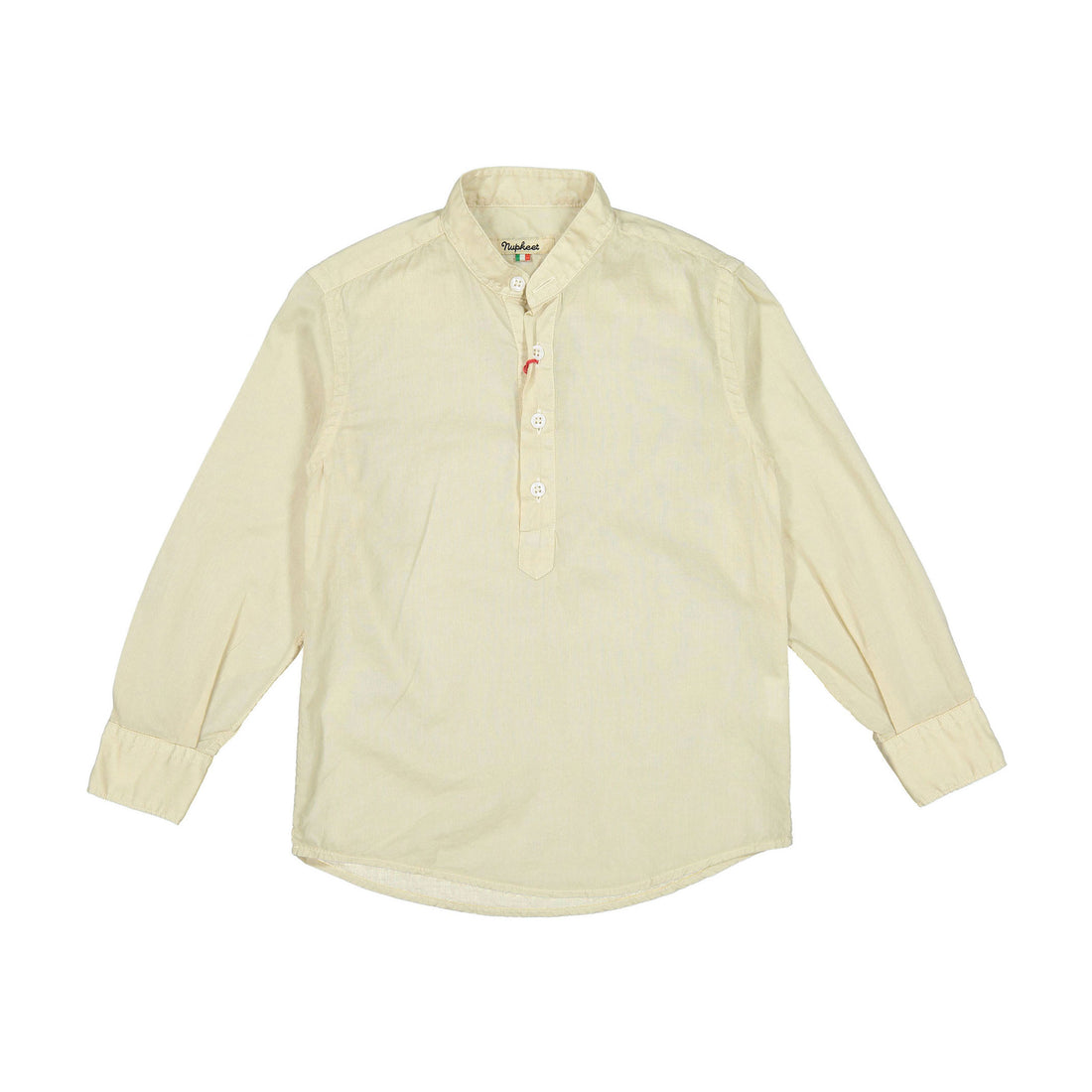 Nupkeet Cream Grandad Collar Long Sleeve Porto Shirt