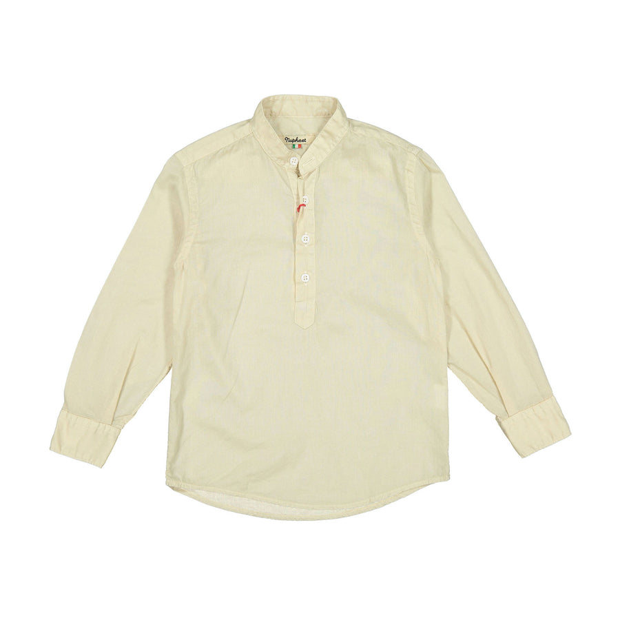 Nupkeet Cream Grandad Collar Long Sleeve Porto Shirt