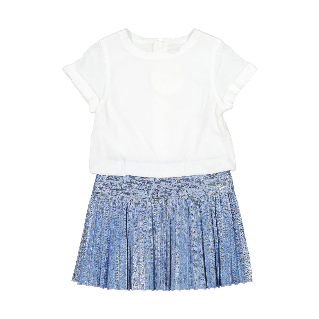 Chloe Blue Plisee Jacquard Dress