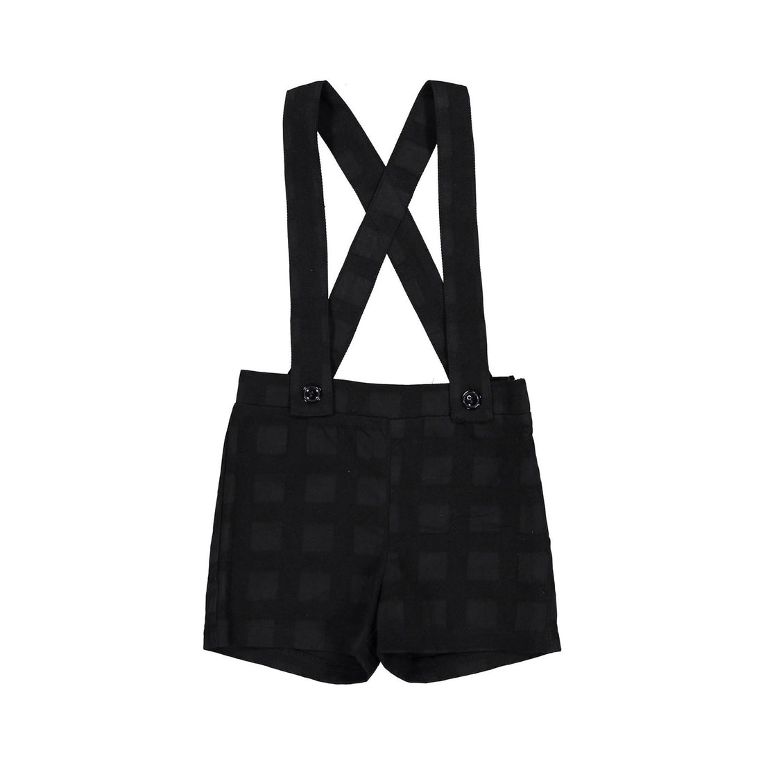 Boys and Arrows Black Sqaure Printed Suspender Shorts