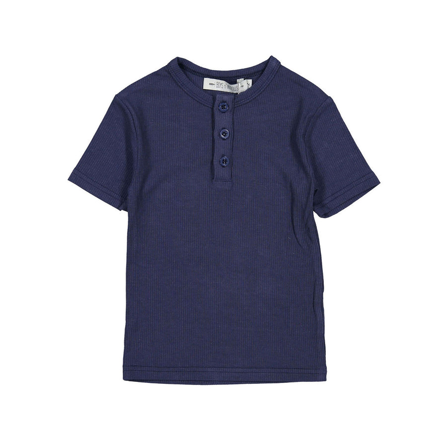 Boys and Arrows Dark Blue Ribbed Henley Tee