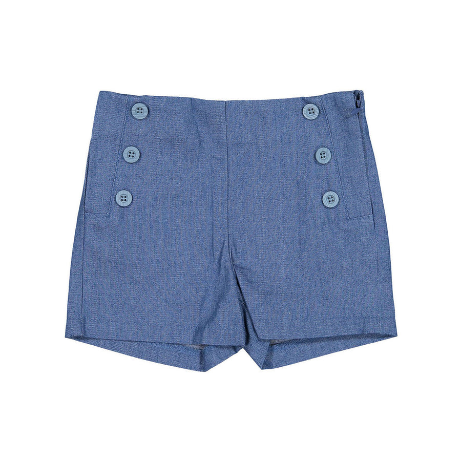 Boys and Arrows Washed Blue Textured Sailor Shorts