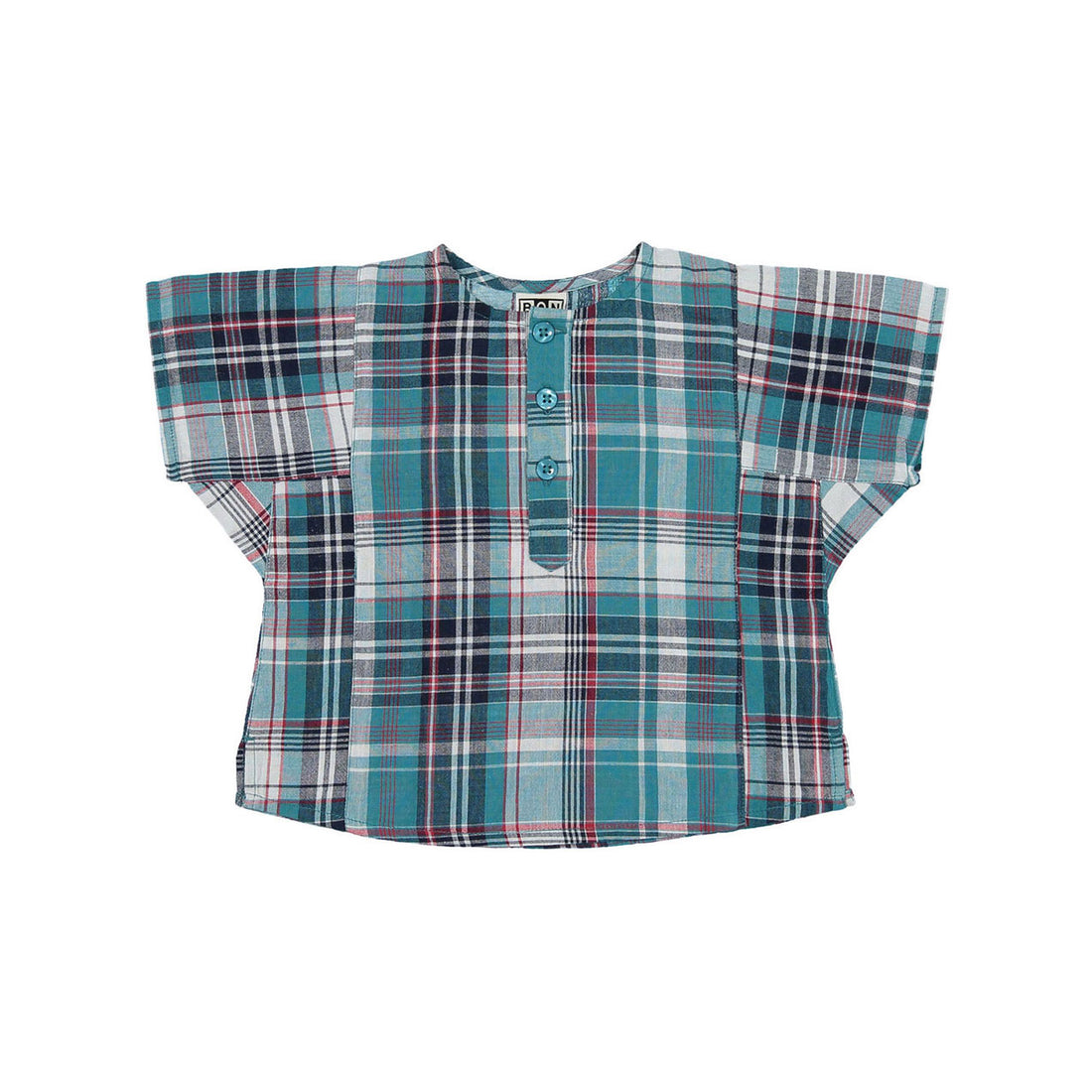 Bonton Turquoise Plaid Baby Tunic