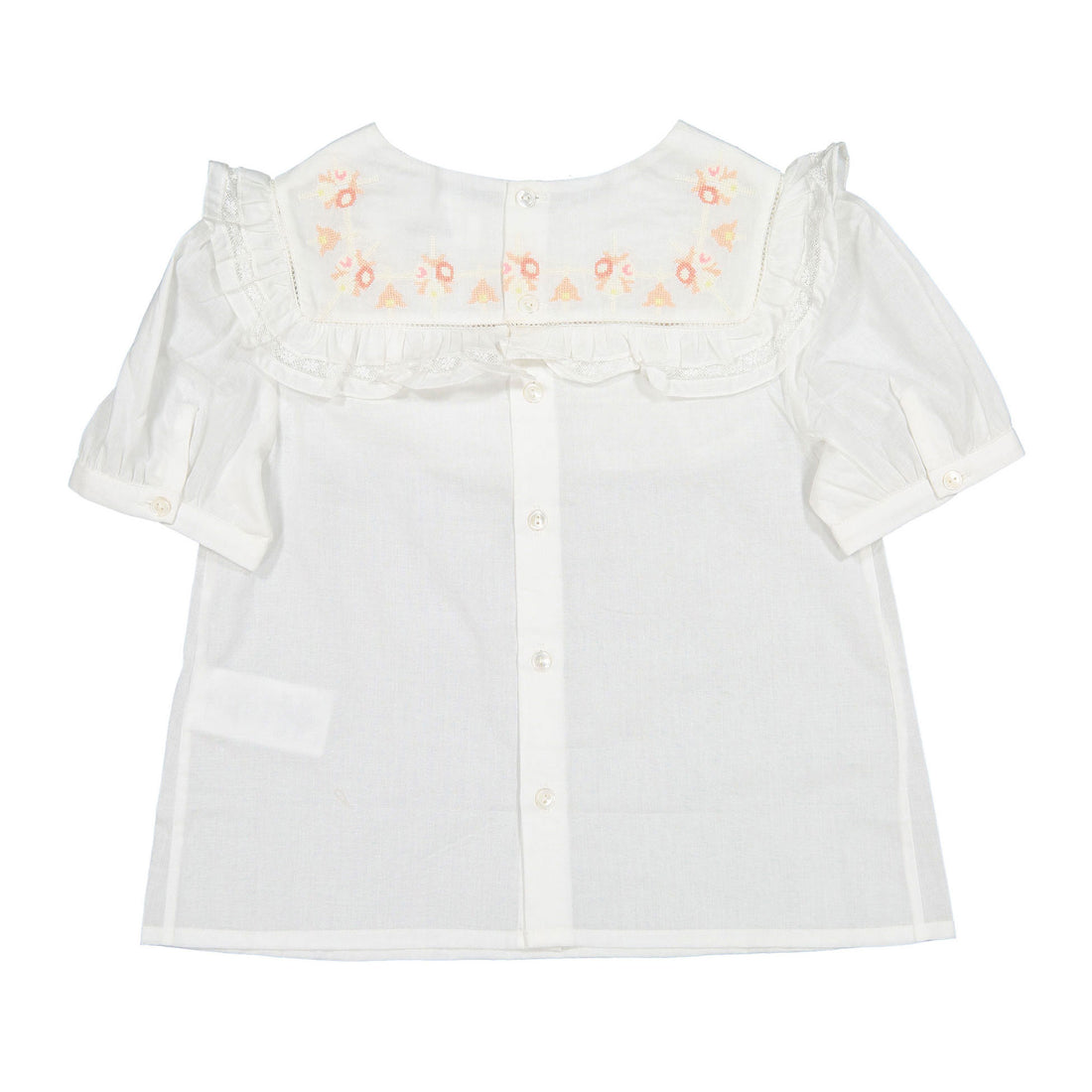 Bonpoint Milk White Embroidered Lace Blouse