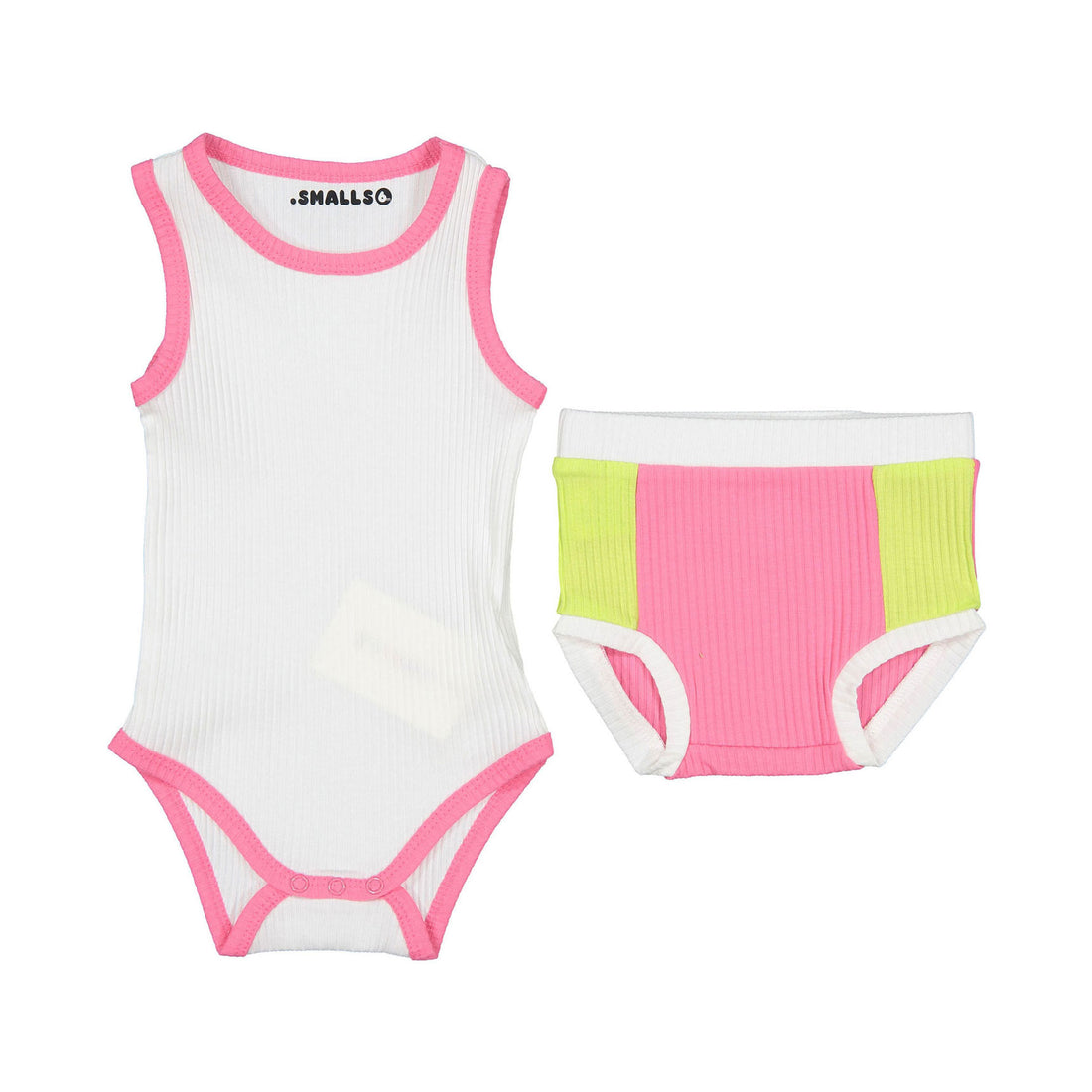Smalls Neon Pink Colorblock Baby Tank Set