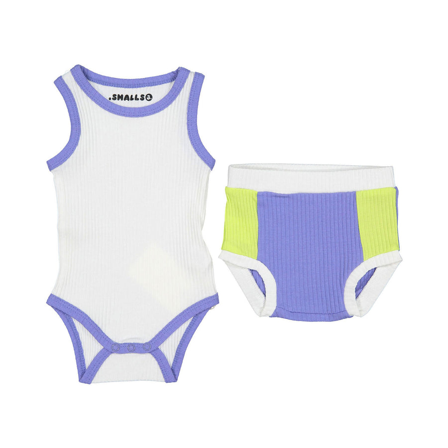 Smalls Neon Blue Colorblock Baby Tank Set