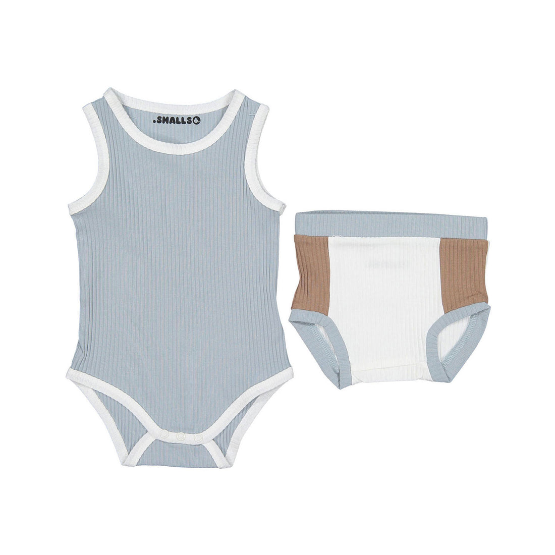 Smalls Pastel Blue Colorblock Baby Tank Set