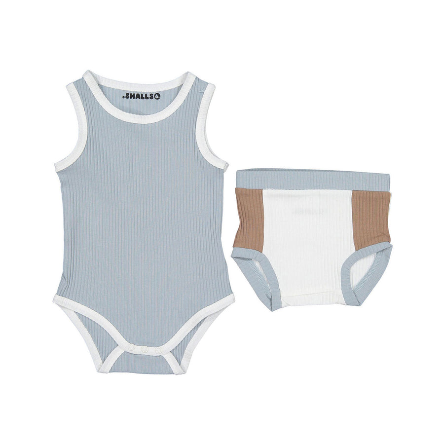 Smalls Pastel Blue Colorblock Baby Tank Set