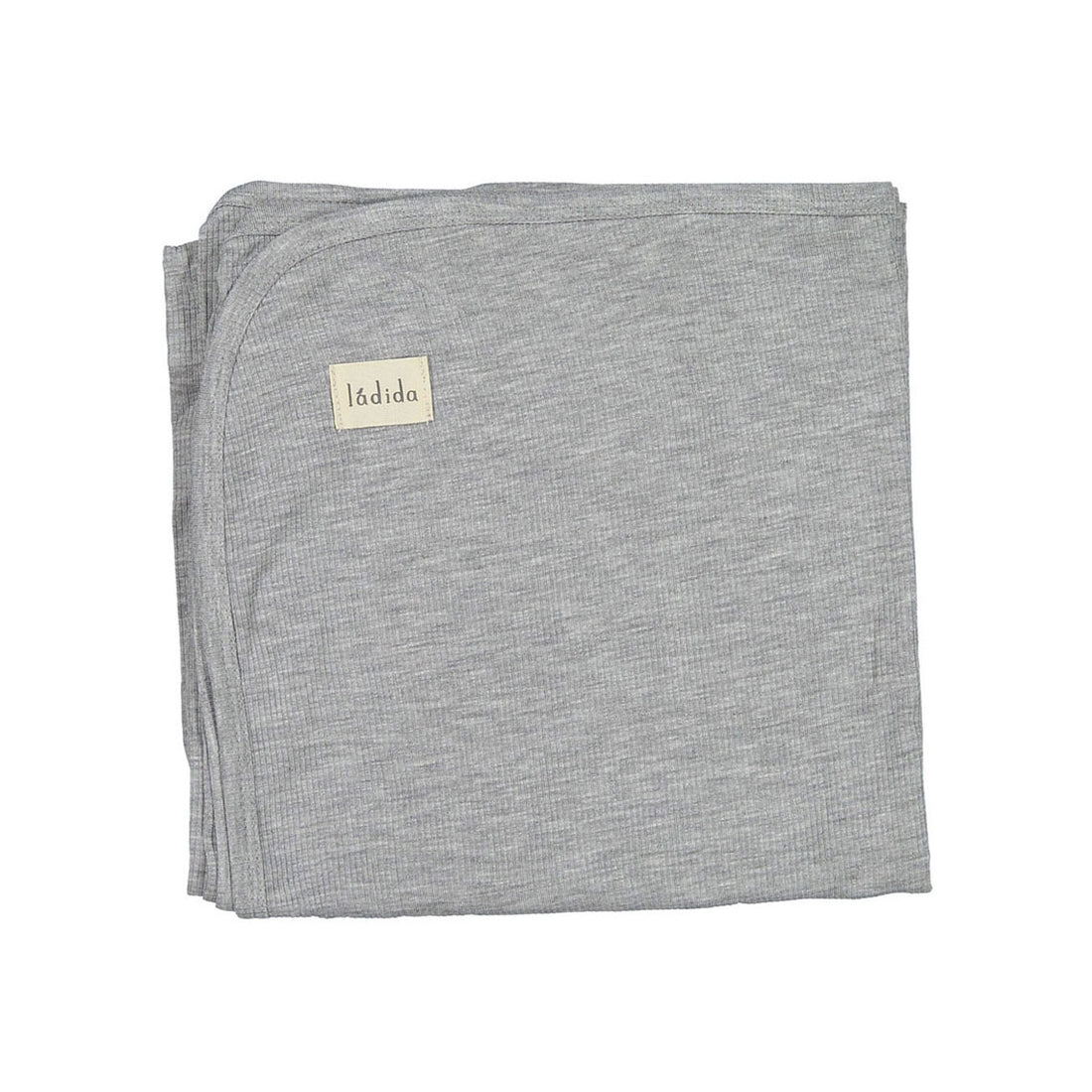 LADIDA Grey Melange Ribbed Logo Blanket