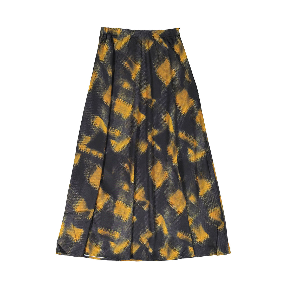 A4 Multi Plaid Silky Long Skirt
