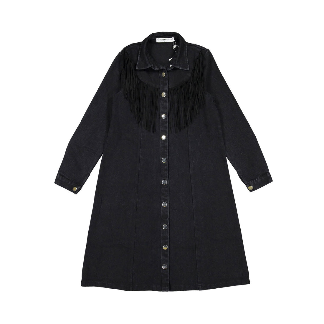 Ava and Lu Black Denim Fringes Dress