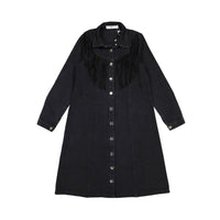 Ava and Lu Black Denim Fringes Dress