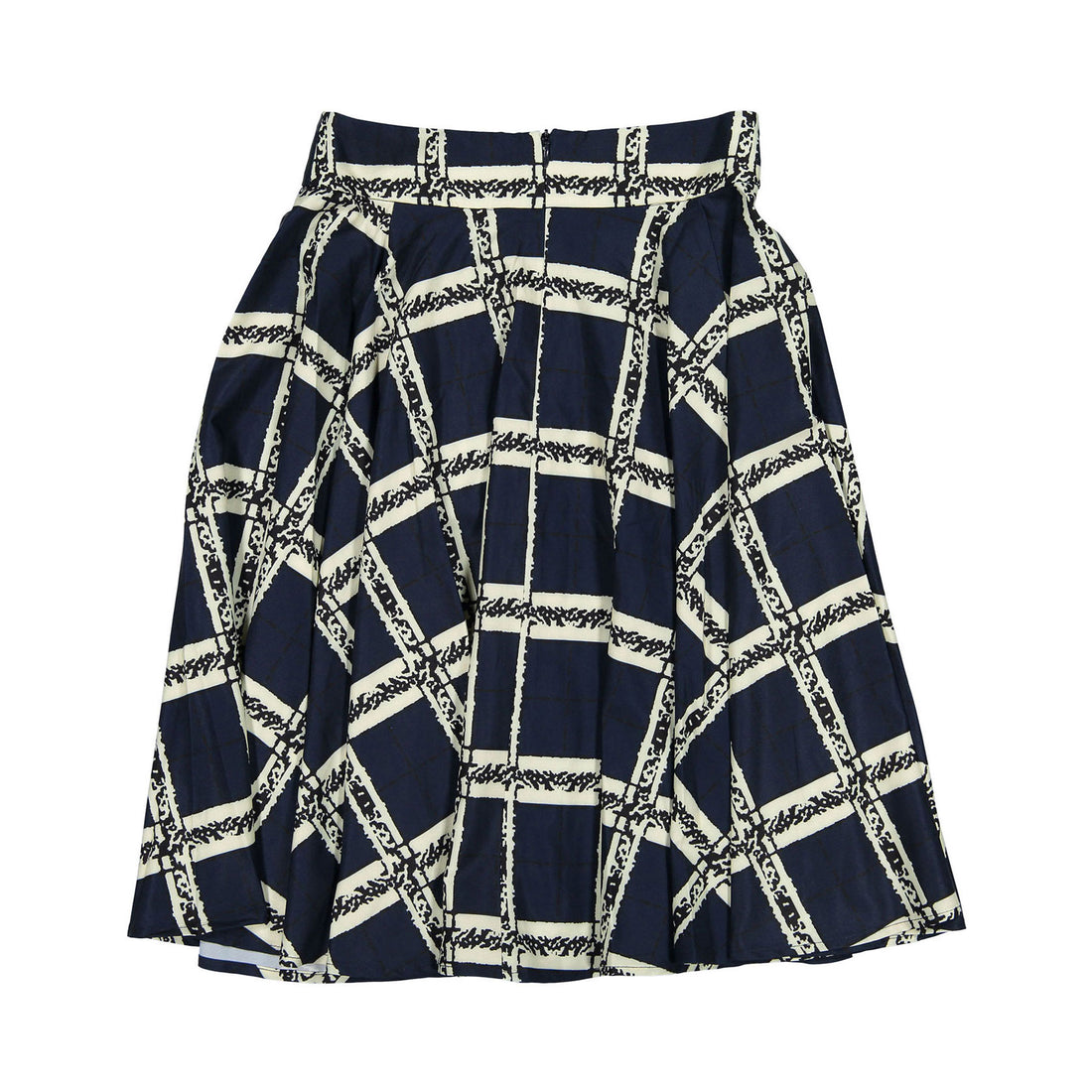 Ava and Lu Navy Big Check Silky Skirt