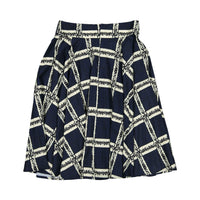 Ava and Lu Navy Big Check Silky Skirt