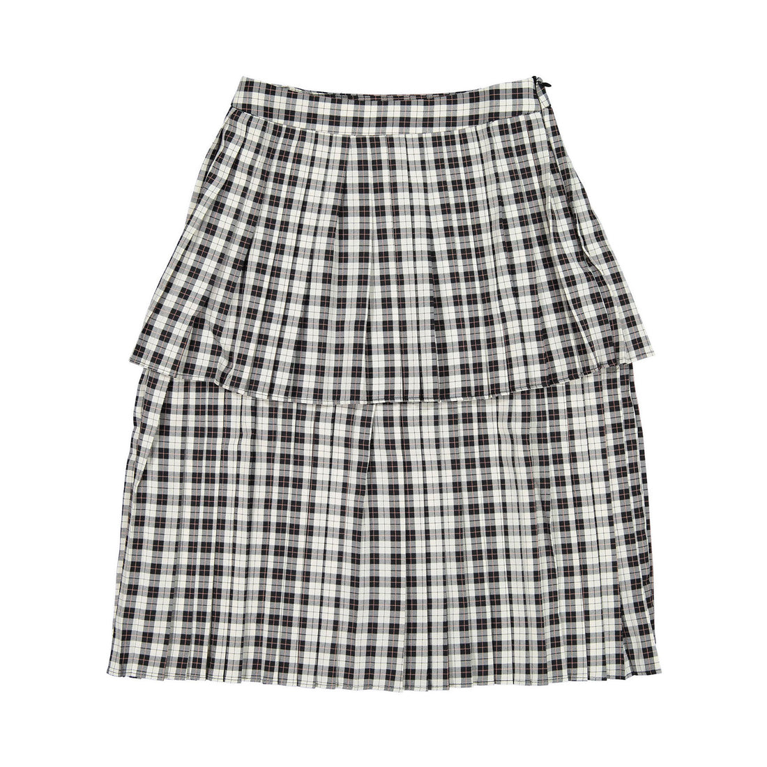 Ava and Lu Black/White Double Layered Plaid Skirt