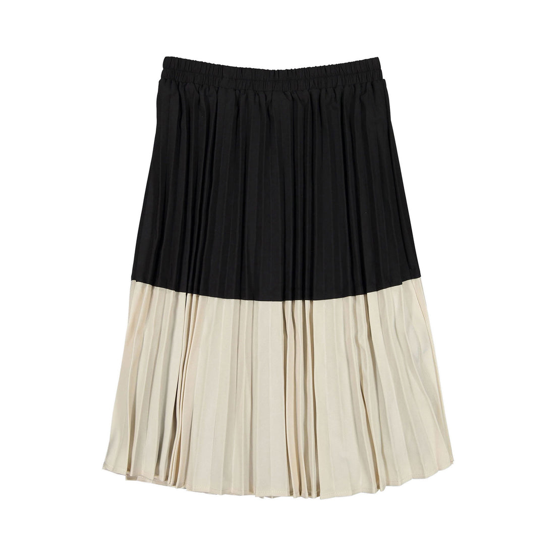 Ava and Lu Black/Cream Colorblock Pleated Skirt
